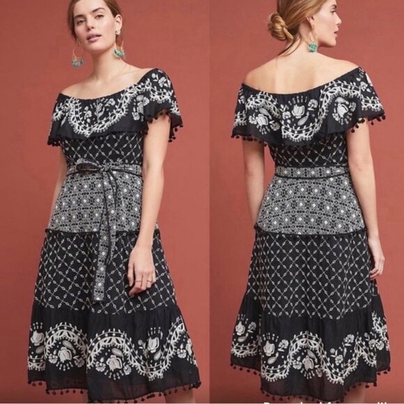 Anthropologie Dresses & Skirts - Anthropologie | Marisol Off-the-Shoulder Dress | Black & White